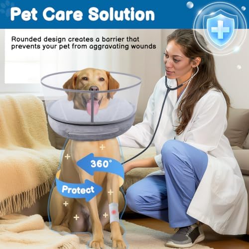 BARKLESS 2-in-1 Inflatable Dog Donut Collar for Large Dogs After Surgery