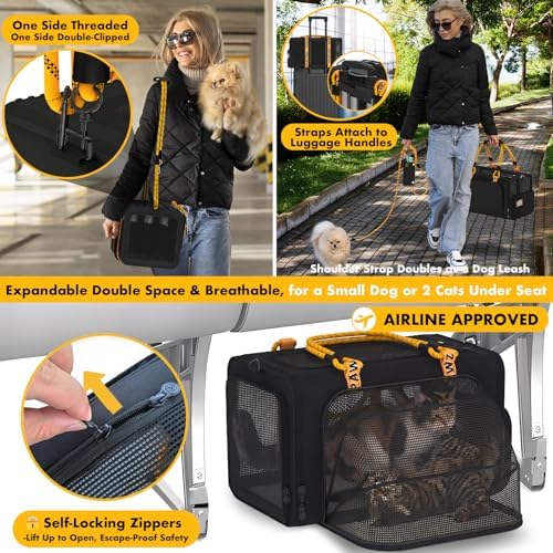 PAWZIDEA Double Pet Stroller with 2 Detachable Carrier, Multifunctional