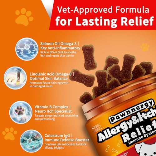 Itch Care Soft Chews for Dogs with Omega-3 Salmon Oil, Colostrum & Probiotics for Seasonal Allergy Skin Comfort, Hot Spots, Paw Licking & Scratching - 100 Chews