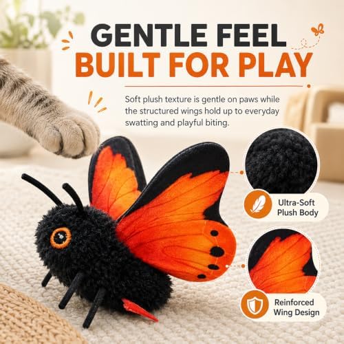 Smart Sensing Flapping Butterfly Toy Interactive Cat Teaser Toy，1pc B