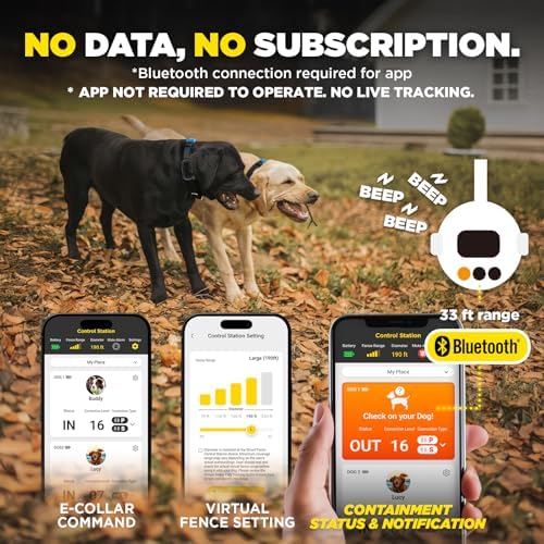 Dogtra SMART Fence Dog Containment System Bundle with Additional Receiver Collar – Wireless Virtual Fence, App-Based Control, No Subscription, Waterproof & Portable