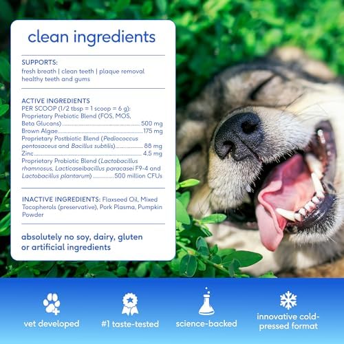 Native Pet Clean Breath Dog Dental Care - Teeth Cleaning for Fresh Breath, Clean Teeth & Healthy Gums - Tartar and Plaque Remover - Dog Breath Freshener - 120 Scoops