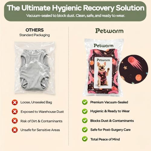 PetWarm Neuter Recovery Suit, Recovery Bodysuit, Galaxy, Orange, XL