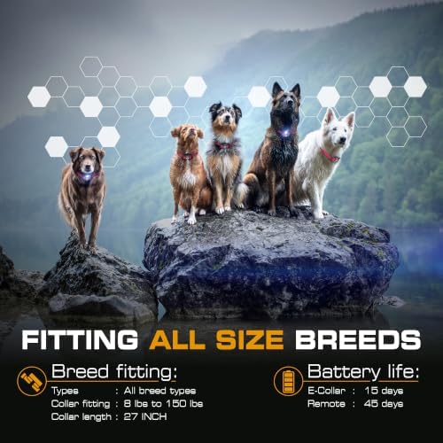 INVIROX Ultra K9 E Collar for Large Breeds with 124 Training Levels | For Reactive Stubborn or Hard-to-Train Dogs, ¾ Mile Range, Night-Light Mode, Safe Communication, IP67 Waterproof