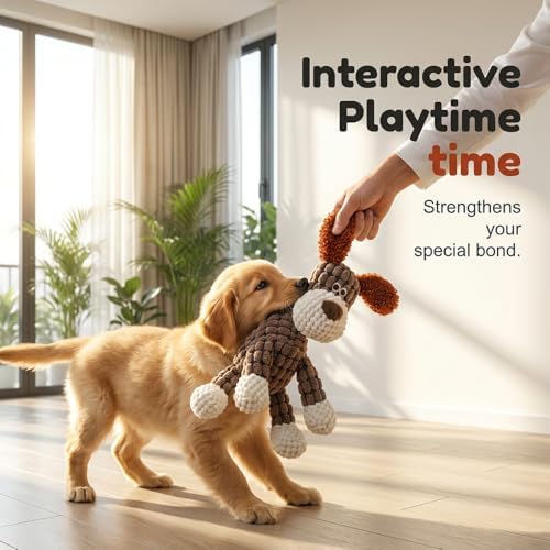Indestructible Dog Toys for Aggressive Chewers, Squeaky Plush Chew Toy
