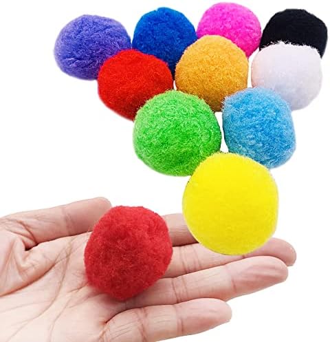 PET SHOW 20Pcs 1.5"/3.8cm Cat Toy Balls Bulk Soft Kitten Pompon Toys Indoor Cats Interactive Playing Quiet Ball Cats Favorite Toy Assorted 10 Colors