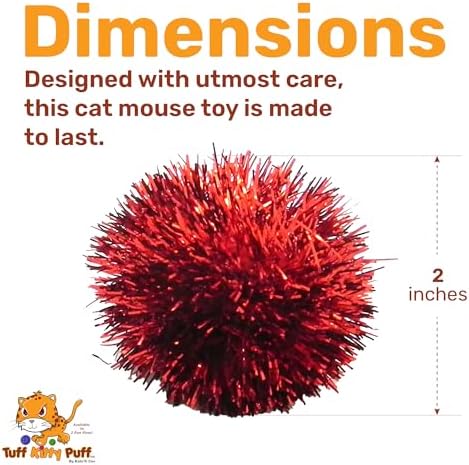 Tuff Kitty Puff Jumbo 2 inch Sparkle Ball Cat Toy - 12Pk Multi-Color