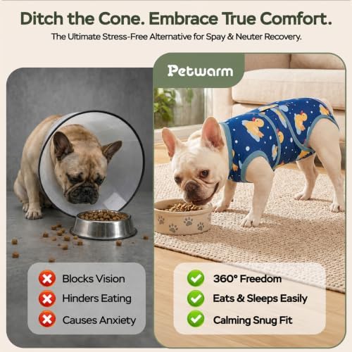 PetWarm Dog Surgery Recovery Suit, Recovery Suit for Dogs, Duck, Green, S