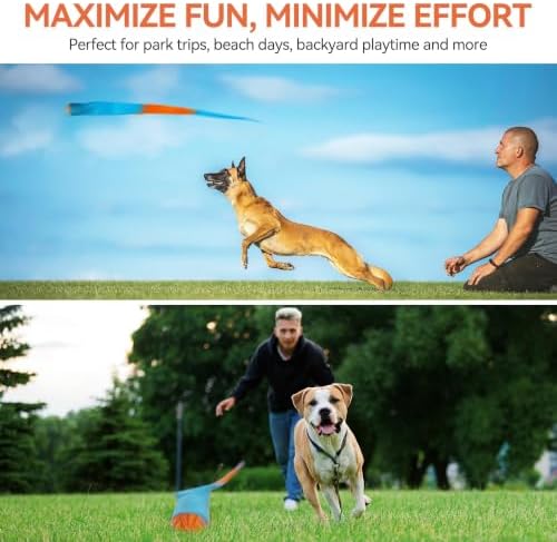 ALL FOR PAWS Fetch Dog Ball Toy with Tail, Interactive Throw & Catch Toy for Medium & Large Dogs, Rubber Ball with Squeaker for Exercise & Boredom Relief