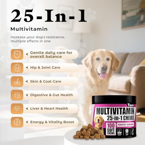 25-in-1 Dog Multivitamin Chewable with Probiotics，Dog Vitamins