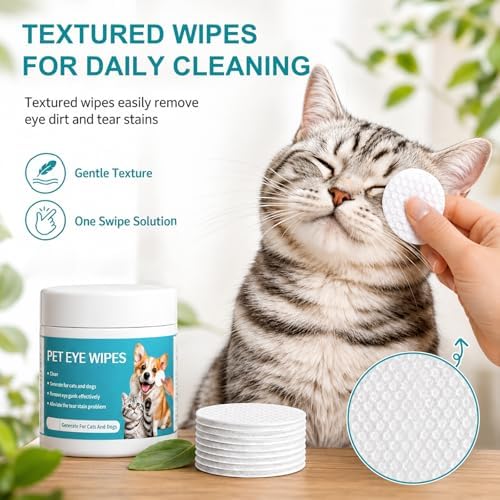 Wanban 2Pcs Eye Defense Wipes, Tear Stain Remover for Pet,Gentle Eye Wipes for Dogs,Keeps Your Dog’s Eyes Clean, Daily Eye Cleaning Wipes for Dogs and Cats, Each Box 100 Wipes