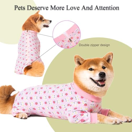 Dog Recovery Suit for Small Medium Large Dogs, Pet Onesie After Surgery Comfort Dog Bodysuit Anti Licking (Pink Bunny,4XL)