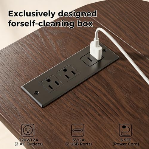Large Cat Litter Box Enclosure with Scratch Pad, 42.6'' Hidden Litter Box Furniture for Automatic self-Cleaning Litter Boxes, Sliding Door, Adjustable Shelf for Dog Proof, Charging Station, Walnut