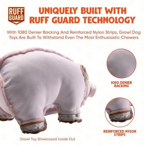 Snackerz Plush Dog Toy - Ruff Guard Technology - Large Squeaker & Hidden Fruit with Squeaker for Burrowing Fun and Interactive Play - Squeaky Dog Toys Suitable for All Breeds