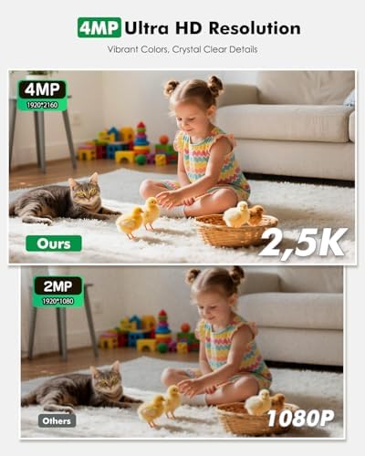 Battery Powered Indoor Camera Wireless with 2.5K 4MP Color Night Vision