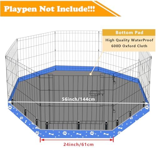 Dog Playpen Bottom Pad Fits for 24 Inch 8 Panels Regular Octagon Metal Exercise Pet Playpen, Dog Crate Pad Puppy Playpen Pad. (Note: Playpen Not Included) -Blue
