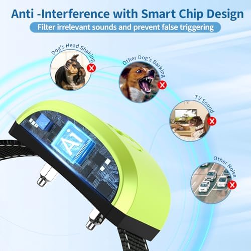 Dog Bark Collar for Large Medium Small Dogs with Magnetic Fast Charging | Smart Recognition Chip, 4 Humane Training Modes & 8 Adjustable Sensitivity Levels, IP67 Waterproof Beep & Vibration Collar