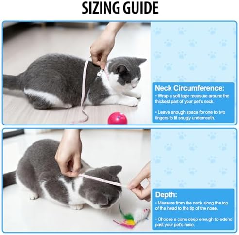 Depets Adjustable Recovery Pet Cone E-Collar for Cats Kittens Rabbits, Plastic Elizabeth Protective Collar Wound Healing Practical Neck Cover, Neck Girth 6.1 in