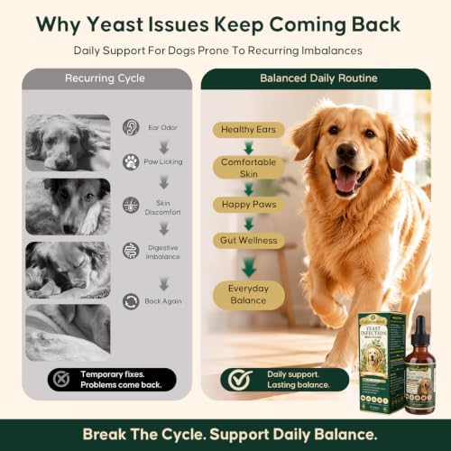 Natural Yeast Support for Dogs, Gut Skin Ear & Paw Balance, Chicken Flavor