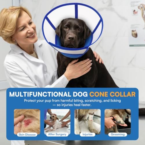 Queenmore Dog Cones for Medium Dogs, Soft Dog Cone for Wound Protection