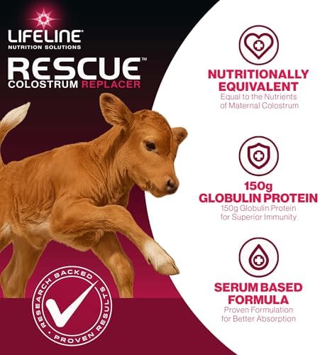 ANNUSO LIFELINE Rescue High-Level Colostrum Replacer for Calves, 8.8lb Pail - 150g Globulin Protein - Replaces Maternal Colostrum in One Feeding - Immune Support, Vitamins, Minerals - Easy-Mix Formula