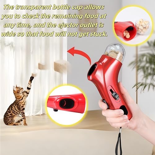 Cat Treat Launcher Gun – Interactive Pet Treat Shooter for Cats & Dogs, Handheld Cat Treat Dispenser, Pet Snack Catapult, Dog Food Launcher Toy for Training & Play (Blue)