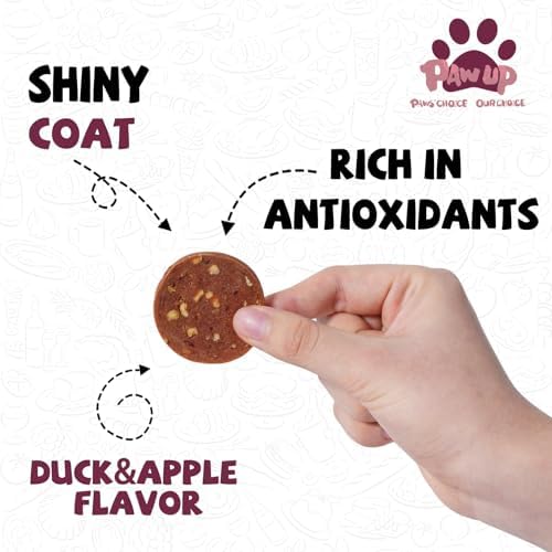 PAWUP Duck Jerky Dog Treats – Duck & Apple Sausage Slices, Training Treats with Taurine for Small, Medium & Large Dogs, 12.5 oz (Pack of 2)