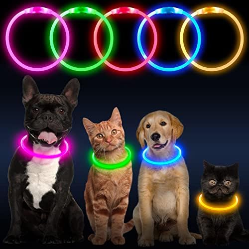 Flashseen LED Dog Collar, USB Rechargeable Glow Lighted up Collar, Orange