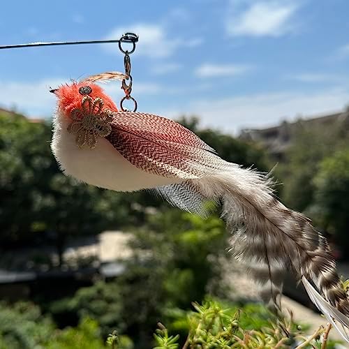 Cat Wand Toy, 6 Pieces Interactive Cat Wand Bird Feather Toys for Indoor Cats Play Exercise