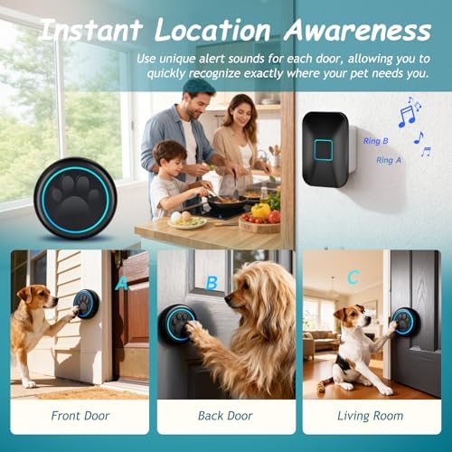 Halo Paw Smart Dog Door Bell–BK Dog Bells to Go Outside (2 Chimes & 1 Bell)