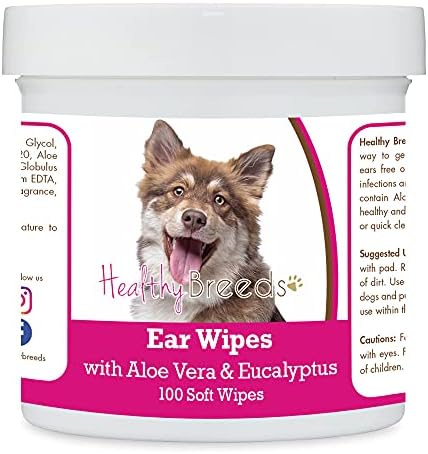 Healthy Breeds Finnish Lapphund Ear Cleaning Wipes with Aloe & Eucalyptus for Dogs 100 Count