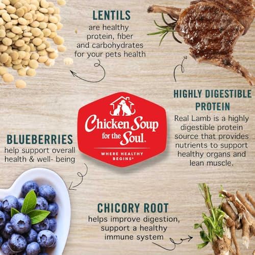 Chicken Soup for the Soul All Natural Premium Grain-Free All Life Stage Dry Dog Food, Real Meat First Ingredient, No By-Products, Added Taurine Supports Heart Health, Lamb & Pea, 4lb (Pack of 2)