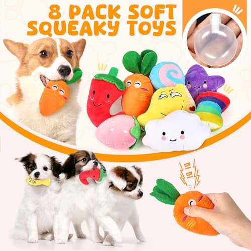 LOYEE Dog Squeaky Toys 8 Pack, Puppy Plush Squeaky Toys for Medium Small Dogs, Cute Pet Toys Stuffed Puppy Chew Toys for Teething, Interactive Toys Set for Puppy Supplies