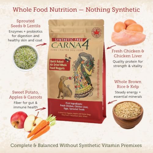 CARNA4 Gentle Quick-Baked Air-Dried Dog Food, Chicken Recipe, 22lb