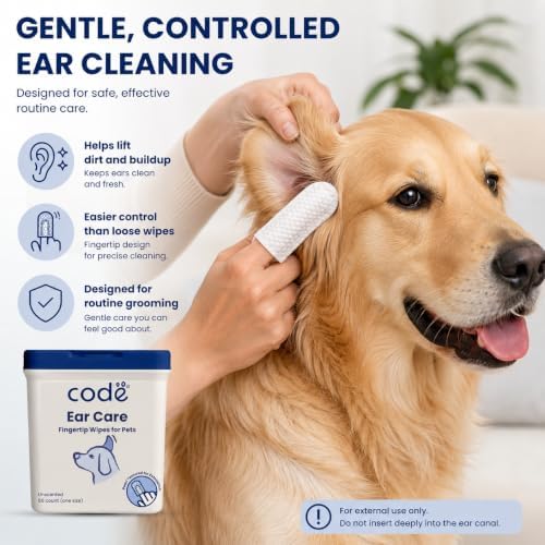 codé Dog Ear Wipes, Unscented Fingertip Cleaning Wipes, 50 Count