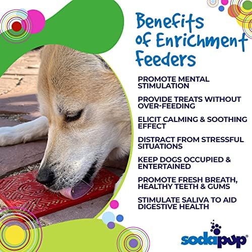 SodaPup Love eMat – Durable Lick Mat Feeder Made in USA from Non-Toxic, Pet-Safe, Food Safe Rubber for Mental Stimulation, Avoiding Overfeeding, Fresh Breath, Digestive Health, Calming, & More
