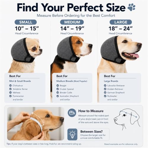 Dog Ear Muffs for Noise Protection, Grey, Small (10"-15")