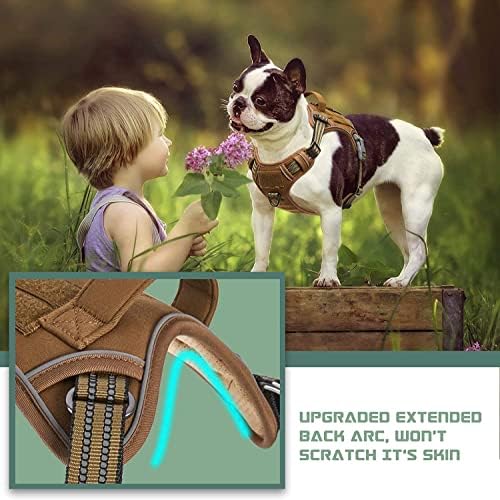 BUMBIN Dog Harness, Tactical XS, Brown, No Pull, Adjustable, Reflective, Soft Cotton, for Small Dogs Training, Fit Smart