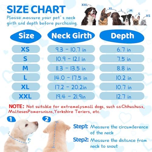 Dog Cone After Surgery - Soft, Comfortable, Adjustable Recovery Collar for Large, Medium, Small Dogs - Stop Licking with Soft Protect Edge (Love, M)