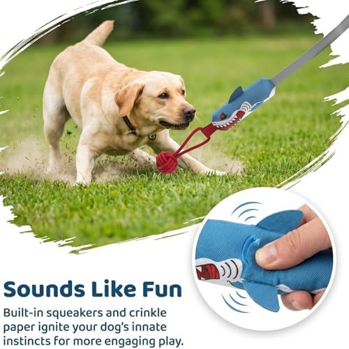 Shark Tug of War Dog Toy, 2026 New Squeaky Dog Tug Toy, Interactive Shark DogToys, Sharks Dog Tug Toy with Squeaker & Rope Knot, for Medium to Large Dogs (Shark)