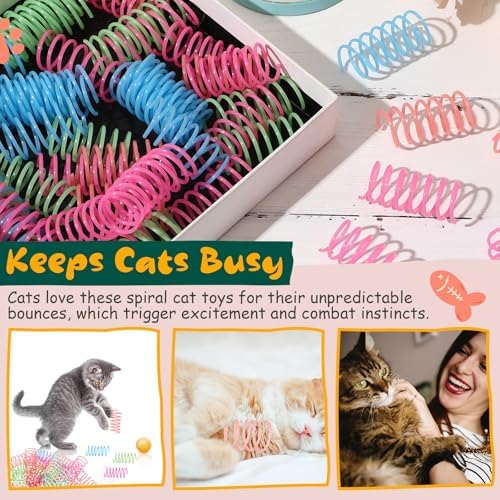 Sosation 100 Pcs Glow in The Dark Springs Cat Toys Kittens