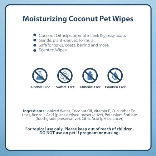 Best Pet Supplies Cleaning Dog Wipes - Moisturizing Coconut 100 Count
