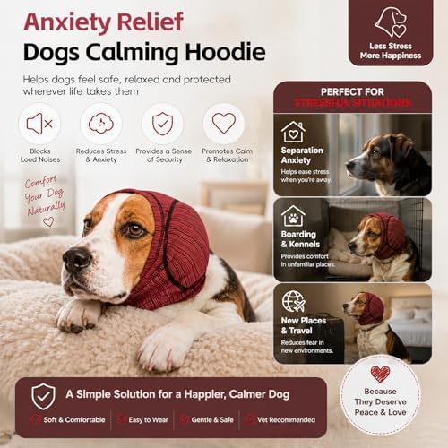 Dog Ear Muffs, No Shake Dog Ear Wrap Quiet Ear Protector Dog Calming Hoodie