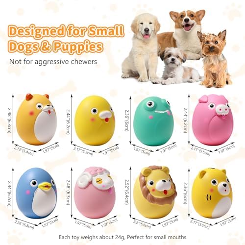 SCHITEC Squeaky Puppy Toys, Interactive Animal Dog Toy Pack, Cute Latex Rubber Squeak Pet Balls for Puppies Mini Small Breed Dogs