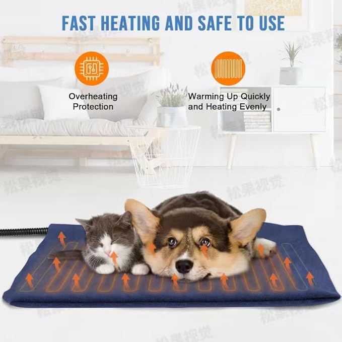 Pet Heating Pad for Dogs, Indoor Electric Heating Pad for Dogs Cat with 9 Adjustable Temperature and Timer, Heated Dog Blanket Bed with Chew Resistant Cord (28×18 inch)