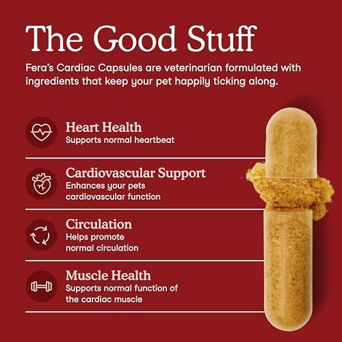 Fera Pets Heart Supplement - Taurine for Dogs & Cats, 120 Capsules