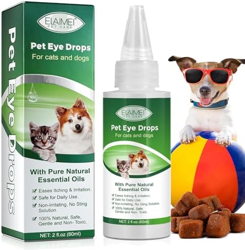 Dog Eye Drops, Eye Drops for Dogs and Cats, Dog Eye Infection Treatment to Soothe Infection Allergy, Relieve Dry Eyes Pink Eyes, Pet Tear Stain Cleaner, Dog and Cat Eye Wash, 2.02 fl.oz