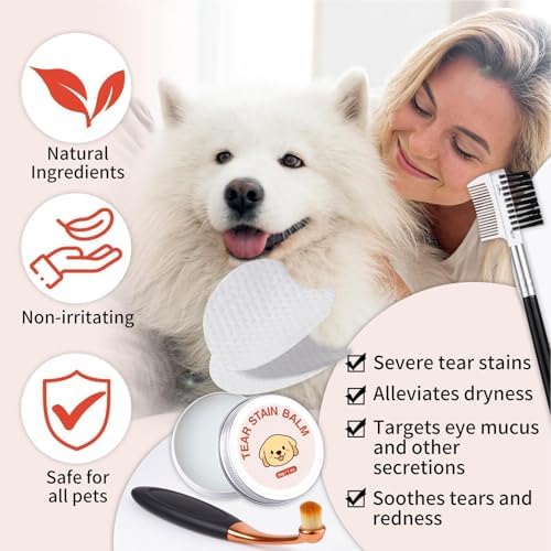 Tear Stains Remover for Dogs 30ml Cleaning Gentle Balm with Powder Brush
