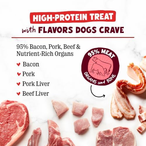 Stella & Chewy's Freeze-Dried Raw Wild Weenies Dog Treats - High-Protein Training Treats for Dogs & Puppies - All-Natural Bacon Recipe with 95% Meat & Organs - USA Made - 11 oz Bag