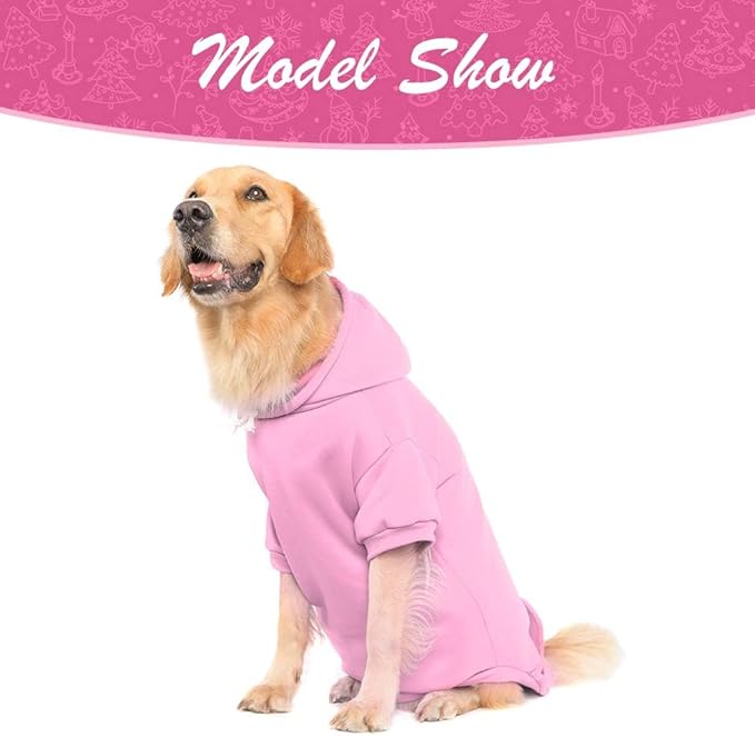 KOOLTAIL Basic Dog Hoodie - Soft and Warm Dog Hoodie Sweater with Leash Hole and Pocket, Dog Winter Coat, Cold Weather Clothes Sweatshirt for Small Medium Large Dogs Puppy Cat Boys Girls Pink L
